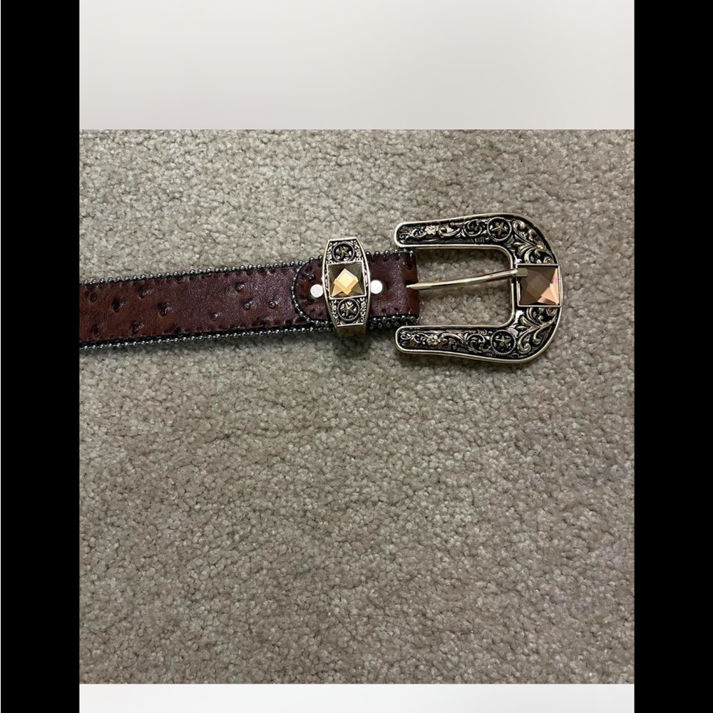 Brown Leather Belt with Ornate Buckle